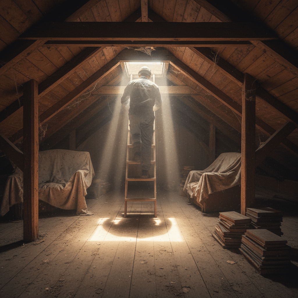 Dachboden Inspektion Lichtstrahl